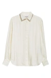 Golden Goose Journey Embellished Collar Tonal Stripe Button-up Shirt In Papyrus