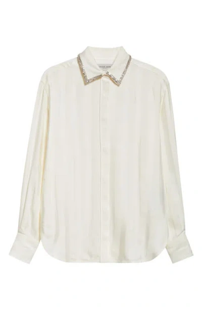 Golden Goose Journey Embellished Collar Tonal Stripe Button-up Shirt In Papyrus