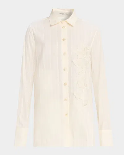 Golden Goose Journey Embroidered Button-front Shirt In White
