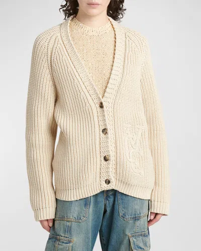 Golden Goose Journey Embroidered Cardigan In Parchment