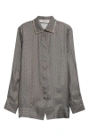 Golden Goose Silk Blend Shirt With Floral Pattern In Moon Mist