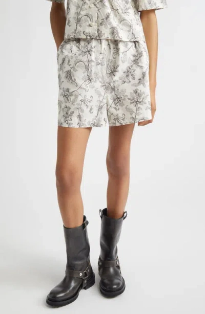 Golden Goose Journey Floral Print Cotton Shorts In Blue