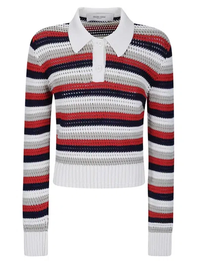 Golden Goose Journey Garment-dyed Oversized Crop Sweatshirt In Multi