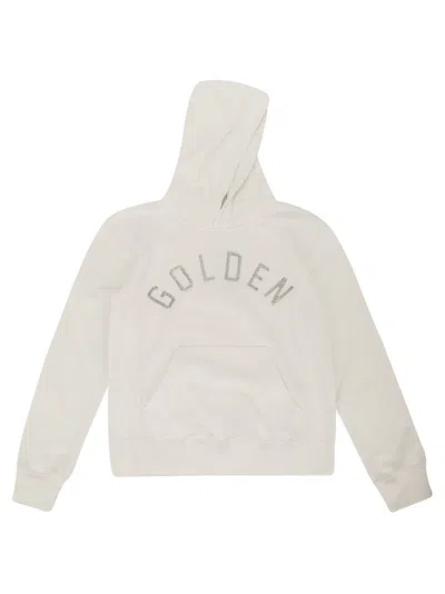 Golden Goose Kids' Journey Girls Hoodie Sweatshirt With Golden Ho In Artic Wolf