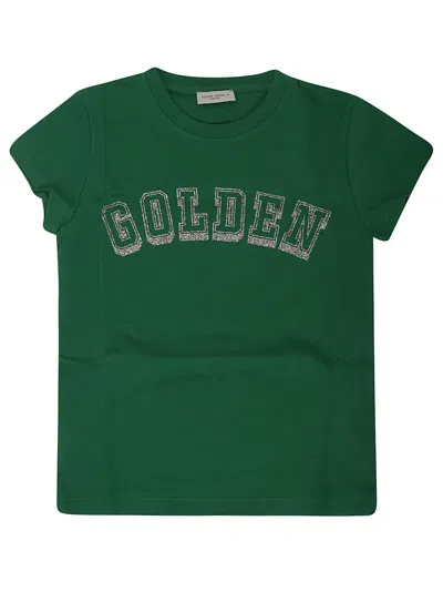 Golden Goose Kids' Journey/ Girls T-shirt/ Cotton Jersey Golden G In Green Jacket/ Gold