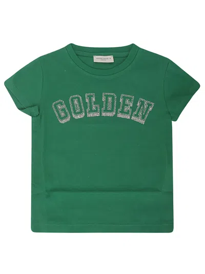 Golden Goose Kids' Journey/ Girls T-shirt/ Cotton Jersey Golden G In Green Jacket/ Gold