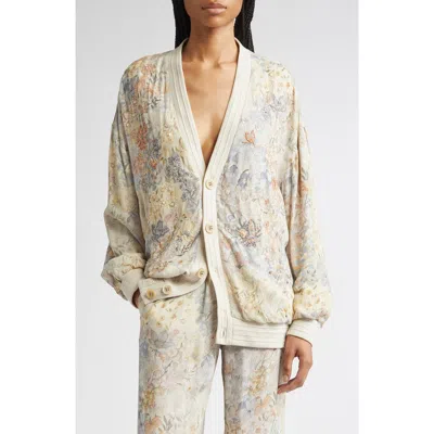 Golden Goose Journey Giselle Embellished Floral V-neck Cardigan In Pink