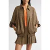 Golden Goose Journey Glen Plaid Crystal Embellished Wool Bomber In Brown