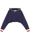 Golden Goose Drawstring Hood Short Cotton Sweatshirt In Eclipse/ Heritage White/ Urban Red