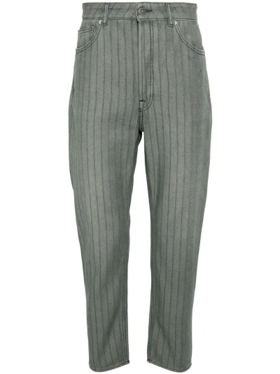 Golden Goose Striped Slim-fit Jeans In Gray