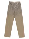 Golden Goose Straight-leg Pants With Gradient Crystal Embellishment In Brown