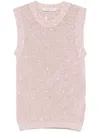 Golden Goose Crew Neck Knit Top With Sequin Embellishment In Gray
