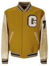 Golden Goose Journey Knitted Ribs Leather Slevess Bomber In Yellow