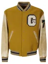 Golden Goose Journey Knitted Ribs Leather Slevess Bomber In Yellow