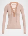 Golden Goose Journey Lace-up Ribbed Wool Sweater In Brown