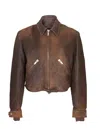 Golden Goose Journey Leather Jacket, Coffee Color In Brown