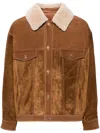 GOLDEN GOOSE `JOURNEY` LEATHER JACKET WITH CORDUROY ASPECT DETAILS