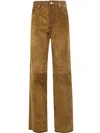 Golden Goose Suede Leather Pants For Men In Tobacco Brown