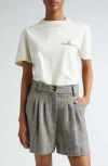 Golden Goose Cotton T-shirt With Cursive Logo Printed On The Front. In Heritage White/black