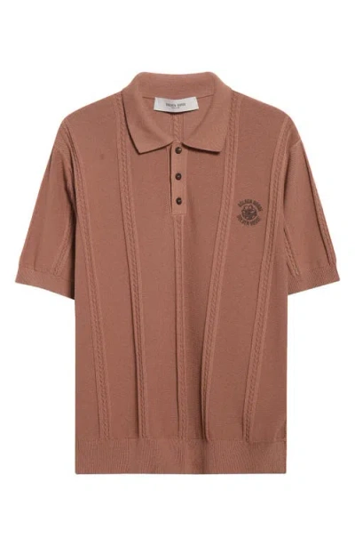 Golden Goose Journey Logo Embriodered Polo Sweater In Brown