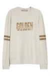 Golden Goose Ivory Cotton Sweatshirt With Contrasting Logo In Gray