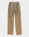 Golden Goose Straight-leg Pants With Gradient Crystal Embellishment In Brown
