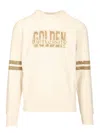 Golden Goose Ivory Cotton Sweatshirt With Contrasting Logo In Gray