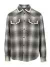 Golden Goose Checked Crochet-trimmed Shirt Jacket In Gray