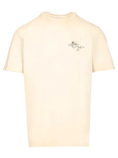 Golden Goose Journey M's T-shirt Regular Gauze Cotton Jersey Vintage Treatment With Print Trousers Grey In Yellow
