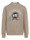 Golden Goose College Print Crewneck Cotton Sweatshirt In Neutral