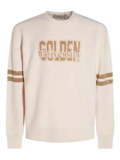 Golden Goose "journey" Man`s Crew Neck Sweatshirt Reverse Side Cotton Fleece With Print