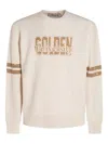 Golden Goose Ivory Cotton Sweatshirt With Contrasting Logo In Gray