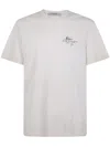 Golden Goose "journey" Man`s T-shirt Regular Gauze Cotton Jersey Vintage Treatment With Print Clothi In Neutral