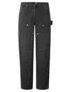 Golden Goose Wide Black Trousers In Denim In Black