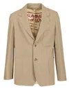Golden Goose Journey Ms Decontructed Jacket Lowell Pinstripe Blend Viscose Fabric In Beige