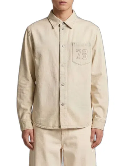 Golden Goose "journey M`s" Denim Work Jacket Peter Bleach Laguna Wash In Neutral