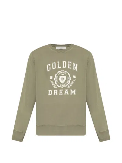Golden Goose Crew Neck Long Sleeve Silk Nylon Sweatshirt In Green