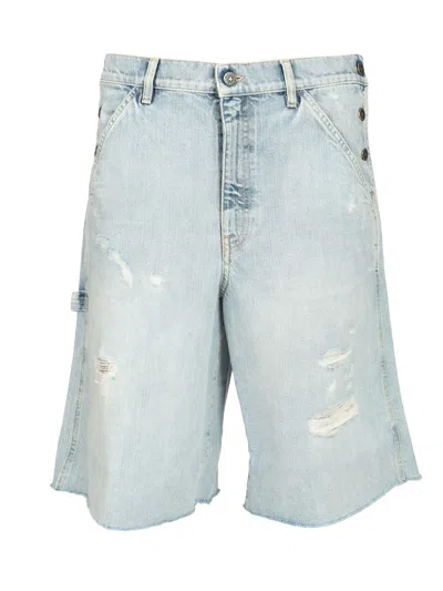 Golden Goose Journey Ms Short Pant Mike Destoyed Bleached Denim In Blue