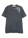 Golden Goose Dark Blue Cotton T-shirt With Contrasting Logo In Multi