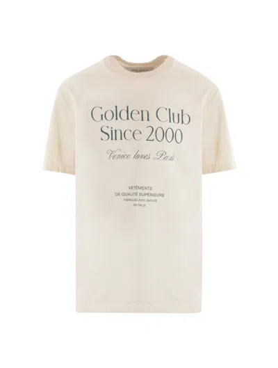 Golden Goose Journey M`s T-shirt In Heritage White Dark Green