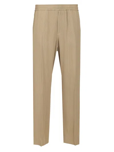 Golden Goose Journey Ms Wide Jogging Ivan Pinstripe Blend Viscose Fabric In Travertine