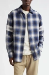 Golden Goose Multicolor Shirt With Check Motif And Stripes On The Sleeves In Ice/indigo