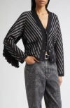 Golden Goose Journey Olivia Fringe Trim Virgin Wool Cardigan In Black