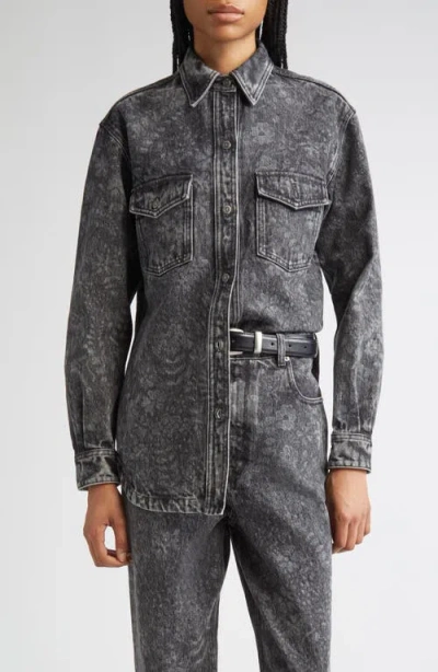 Golden Goose Journey Ollie Boyfriend Denim Button-up Shirt In Gray