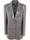 Golden Goose Journey Over Jacket In Pied De Poule Pailletes In Beige Black Savvy Red