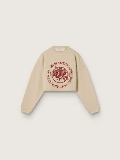 Golden Goose Journey Oversized Garment-dyed Crop Sweatshirt In Brown