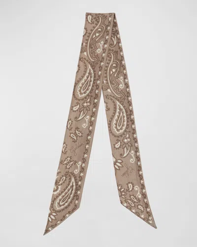 Golden Goose Journey Paisley Silk Twill Scarf In Neutral