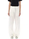 Golden Goose White Wool-blend Wide Trousers In Artic