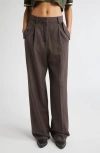 Golden Goose Journey Women's Wide Leg Trousers Naomi Pinstripe In Brown