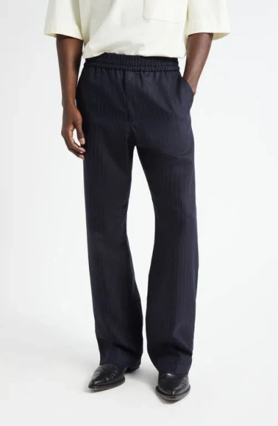 Golden Goose Journey Pinstripe Wide Leg Pants In Blue